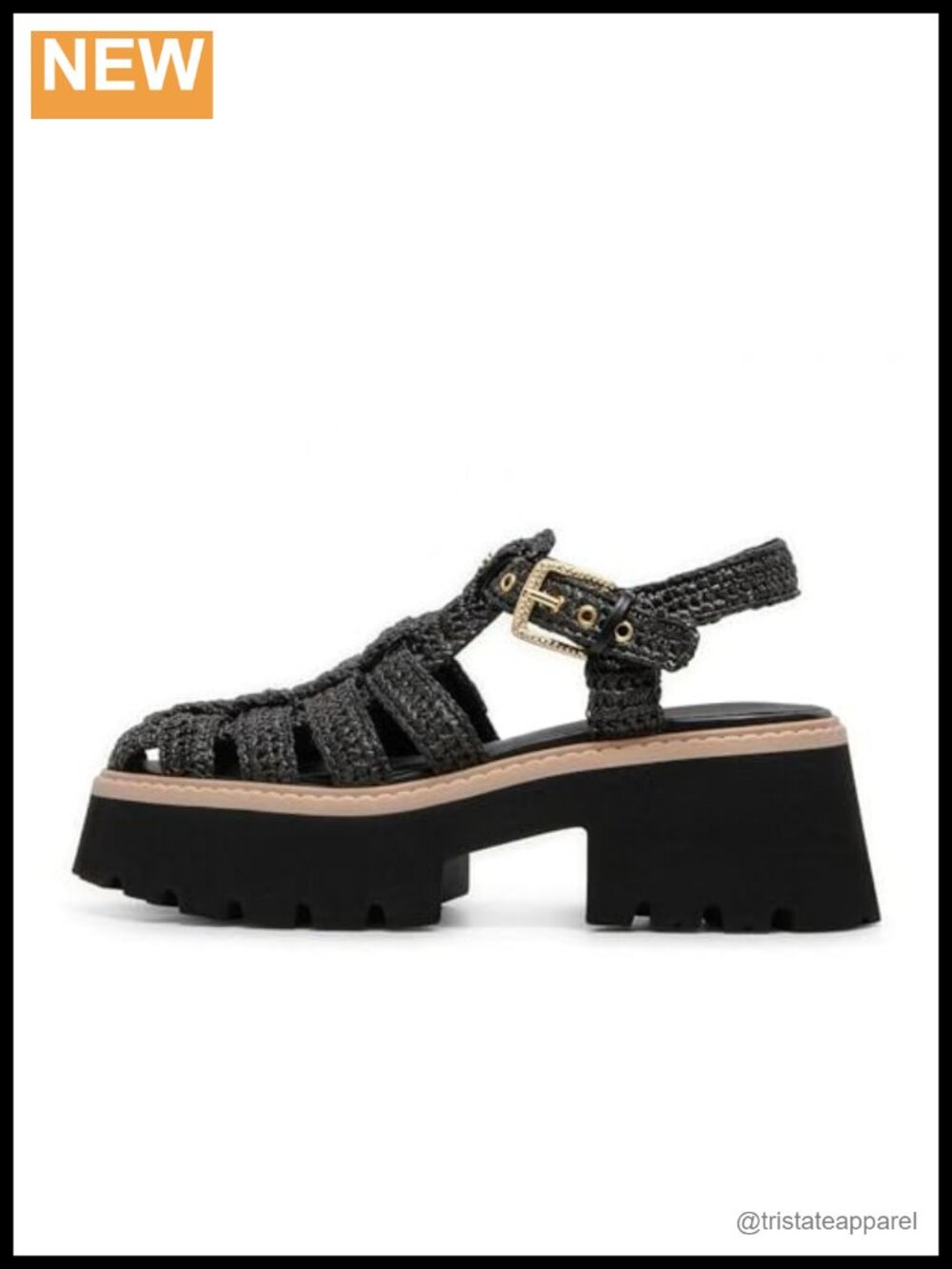 Raffia platform sandals with adjustable buckle, closed toe, crochet